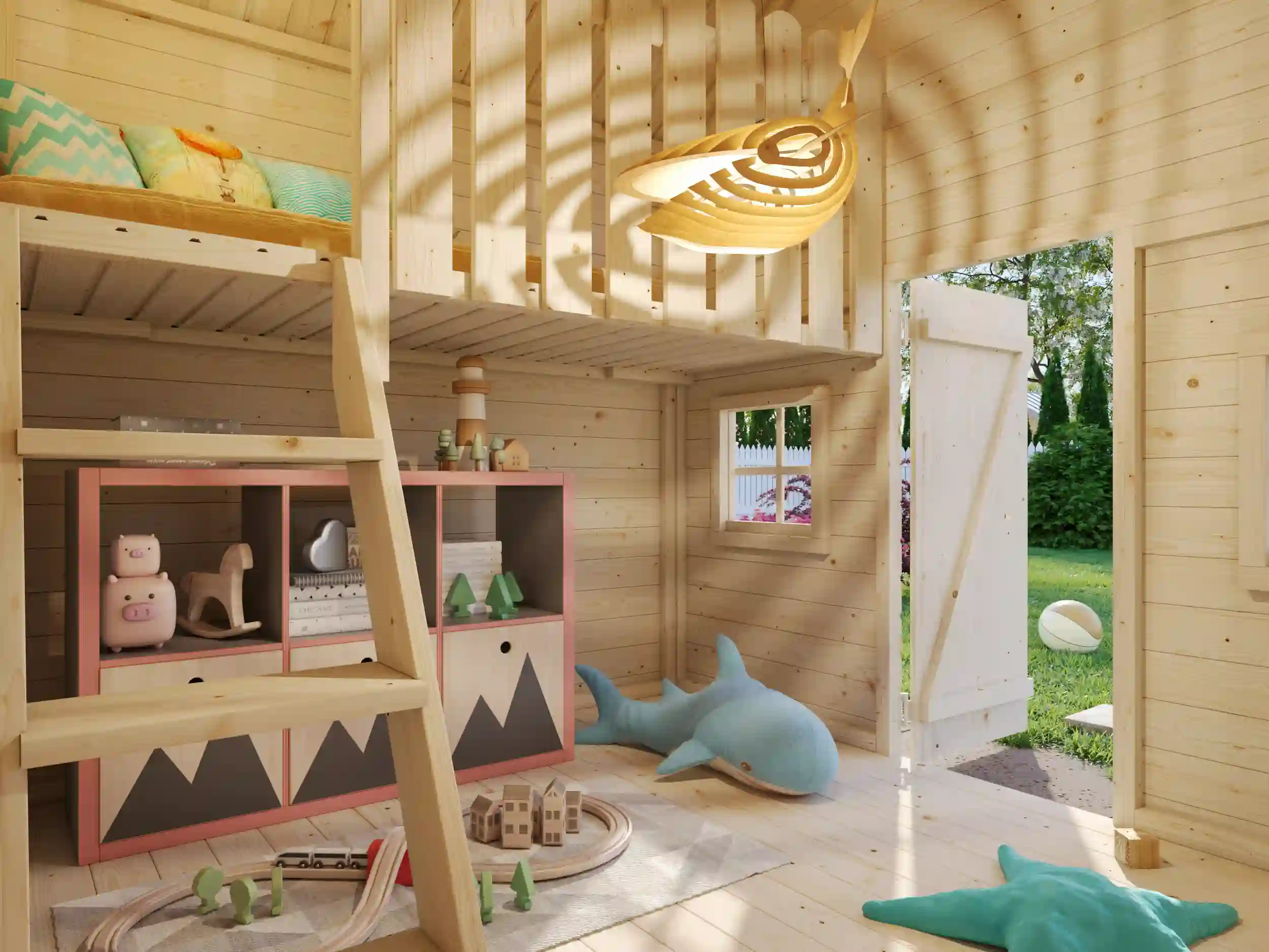 Casita de Madera Infantil Tom 3.8 mts2 2 Caseta de madera infantil Tom Palmako vista interior