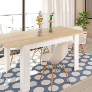 Mesa comedor extensible 75x173x74 cm roble blanco 001