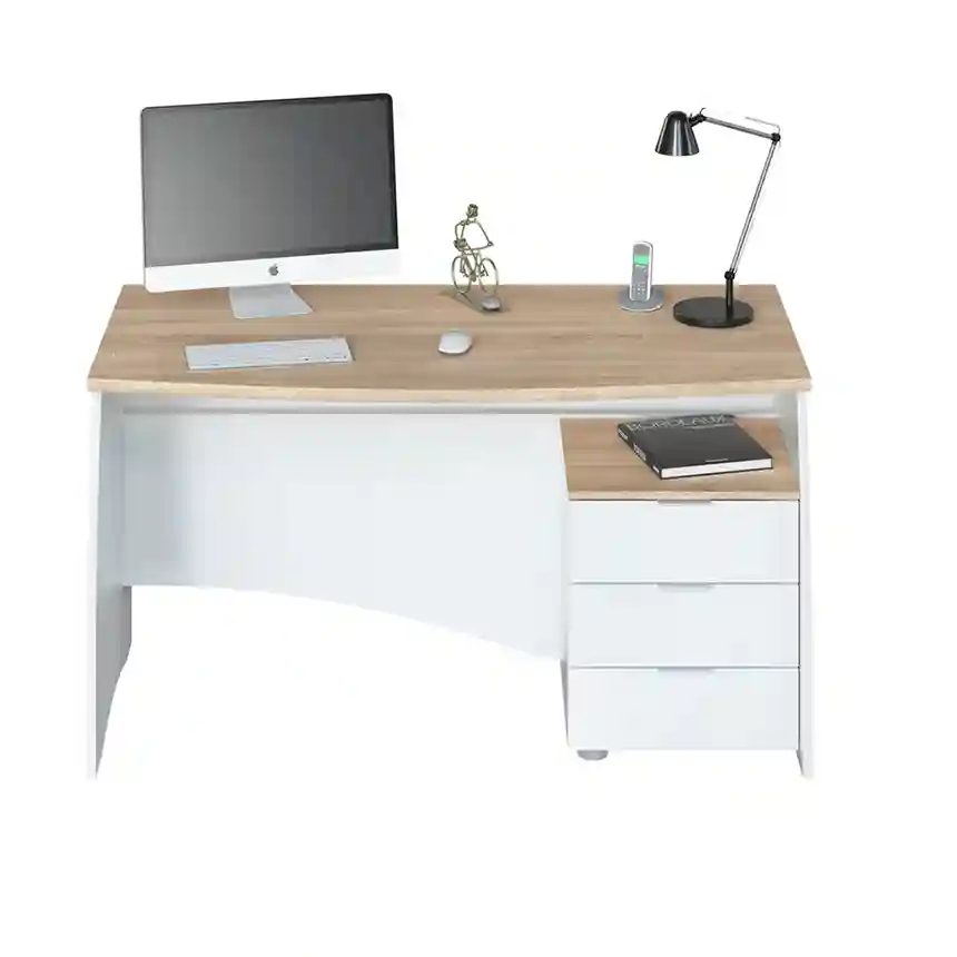 Mesa escritorio ARAN 74x136x67 cm blanco artik y roble 4 Mesa escritorio Alan blanco artik y roble 001