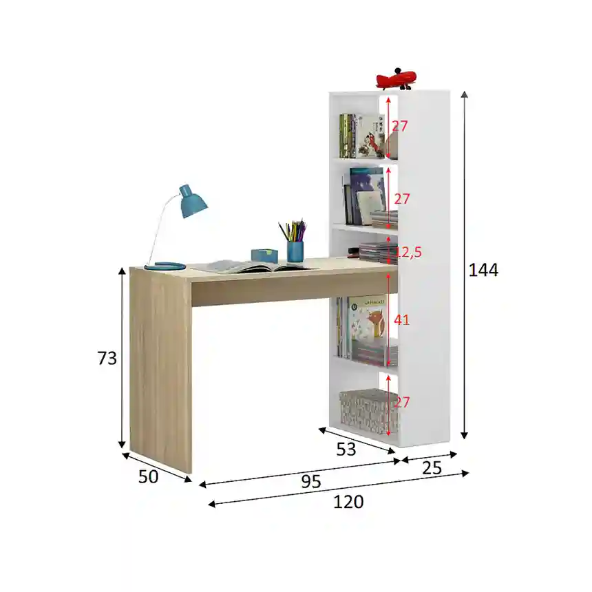Mesa de escritorio COSMOS con armario 120x144x50cm blanco artik/roble 4 Mesa escritorio Cosmos blanco roble 003