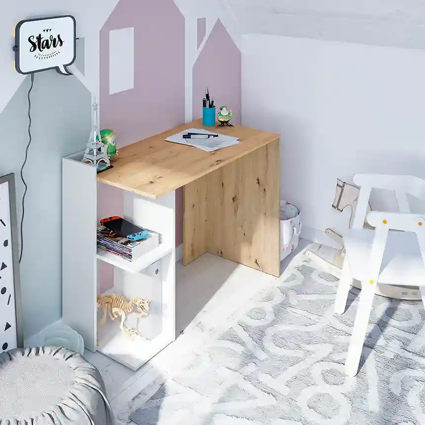 Mesa de escritorio Dessie 78x100x52 cm roble blanco artik 4 Mesa escritorio Dessie roble blanco artik 001