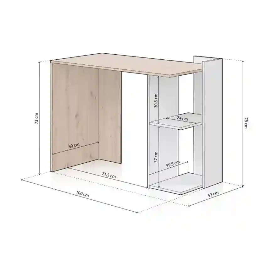 Mesa de escritorio Dessie 78x100x52 cm roble blanco artik 2 Mesa escritorio Dessie roble blanco artik 003