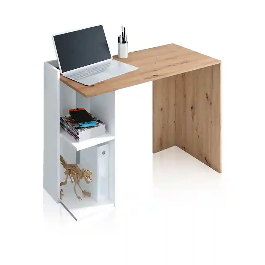 Mesa de escritorio Dessie 78x100x52 cm roble blanco artik 1 Mesa escritorio Dessie roble blanco artik 004