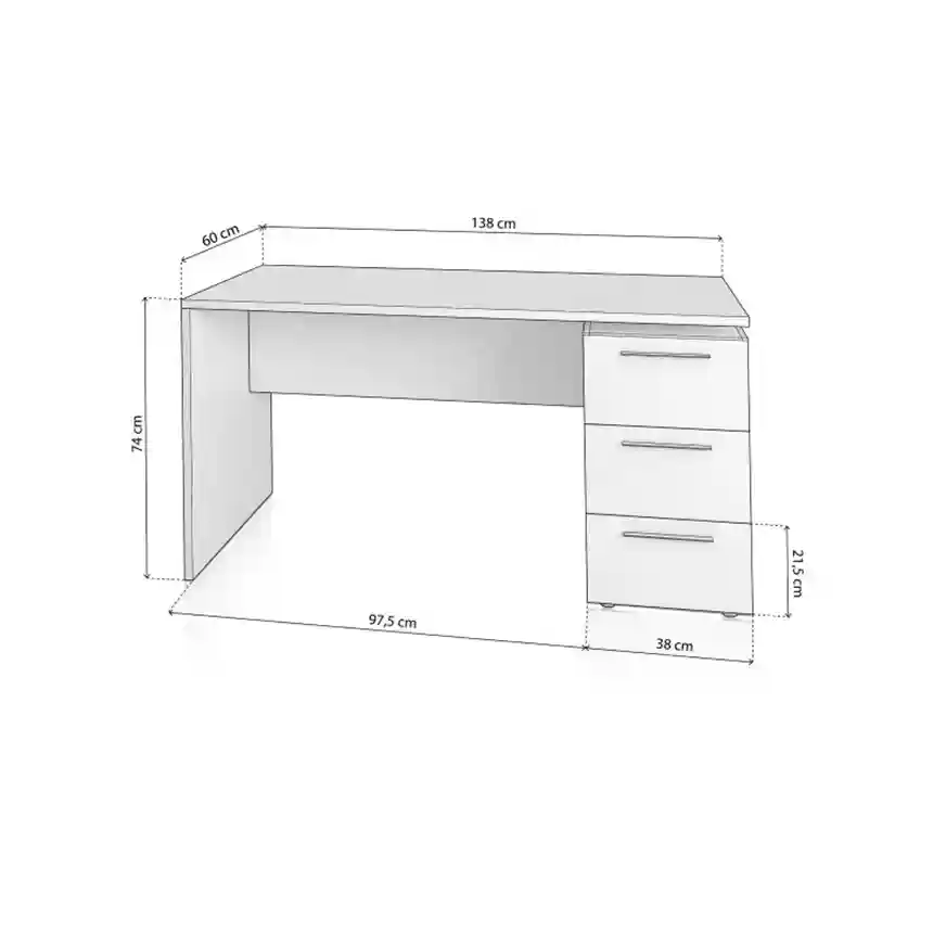 Mesa de escritorio Sasha 74x138x60 cm blanco artik 3 Mesa escritorio Sasha blanco artik 004