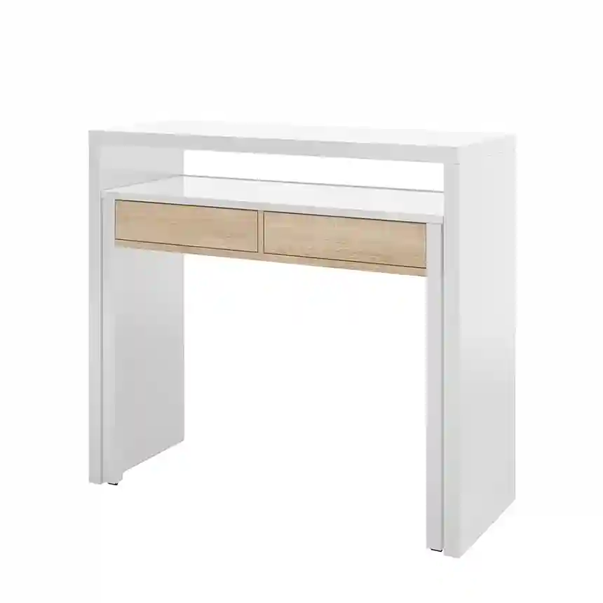 Mesa de escritorio SIRA extensible 88x99x36 cm roble canadian/blanco 5 Mesa escritorio Sira roble blanca 001