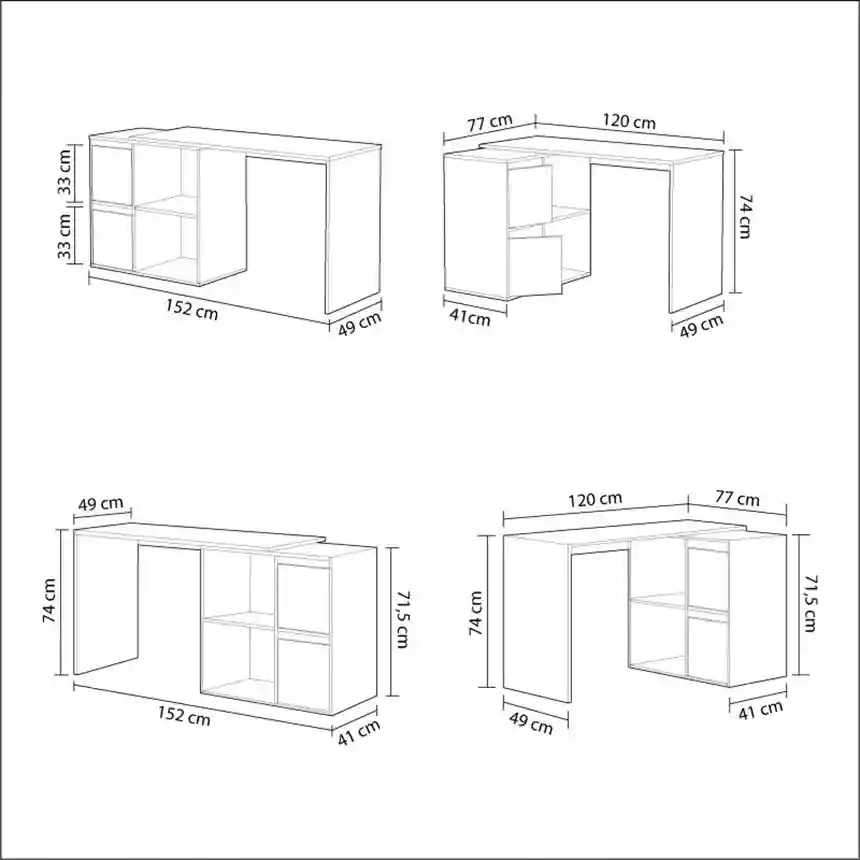 Mesa escritorio ESPAI multiposicion 2 puertas 120x74x77 cm blanco artik 3 Mesa escritorio espai blanco artik 003