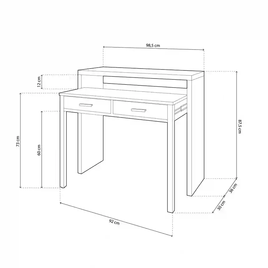 Mesa de escritorio SIRA extensible 88x99x36 cm blanco artik 3 Mesa escritorio extensible sira blanco artik 003