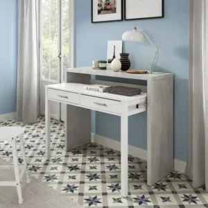 Mesa escritorio extensible sira blanco cemento 001