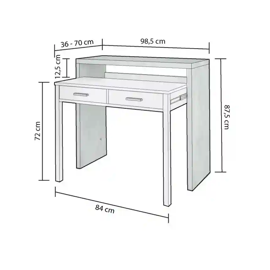 Mesa de escritorio SIRA extensible 88x99x36 cm cemento y blanco artik 2 Mesa escritorio extensible sira blanco cemento 004