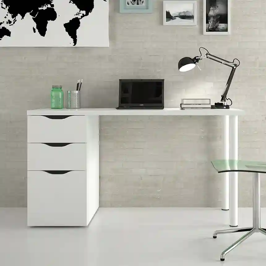 Mesa de escritorio Luna 74x138x60 cm blanco artik 4 Mesa escritorio luna 001