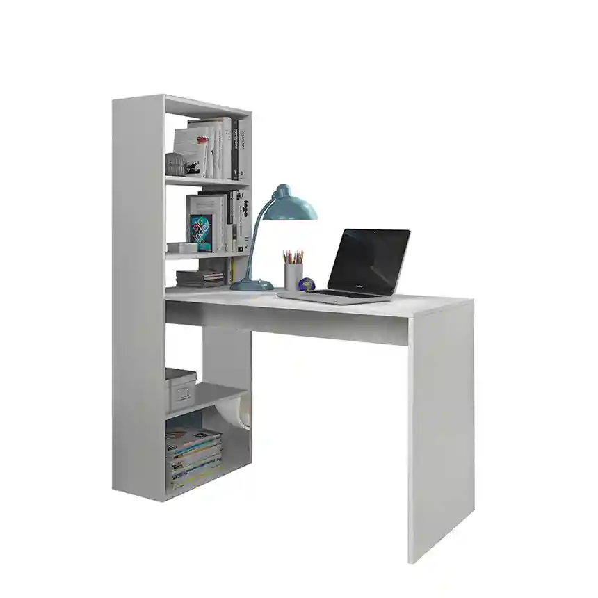 Mesa escritorio COSMOS con estanteria 144x120x53 cm blanco artik 5 Mesas de escritorio Cosmos blanco artik 001