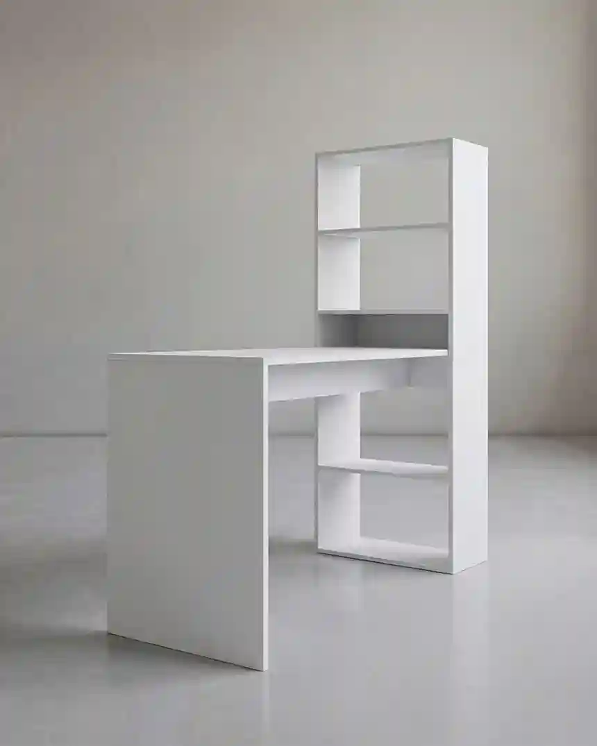 Mesa escritorio COSMOS con estanteria 144x120x53 cm blanco artik 3 Mesas de escritorio Cosmos blanco artik 004