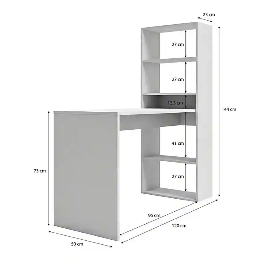 Mesa escritorio COSMOS con estanteria 144x120x53 cm blanco artik 2 Mesas de escritorio Cosmos blanco artik 005