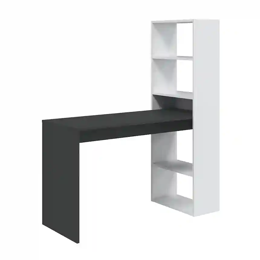 Mesa escritorio COSMOS estanteria duplo 144x120x53 cm blanco artik y gris antracita 5 Mueble de escritorio Cosmos blanco antracita 001