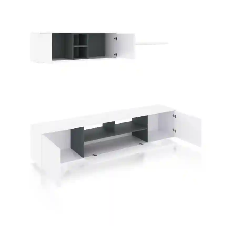 Mueble salón Keiko 200x46x41 cm blanco brillo 4 Mueble tv Keiko 003