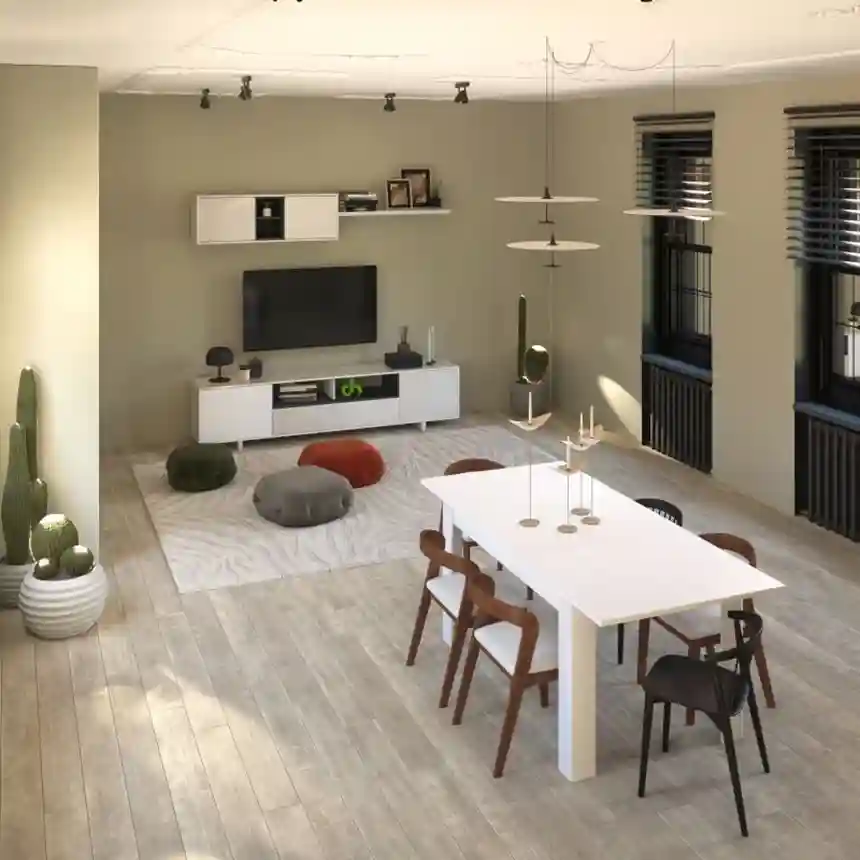 Mueble salón Keiko 200x46x41 cm blanco brillo 2 Mueble tv Keiko 005