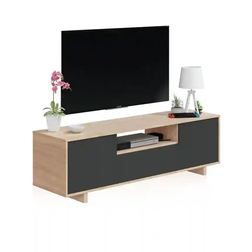 Mueble tv Zaira 46x150x41 cm gris y roble 2 Mueble tv Zaira 005