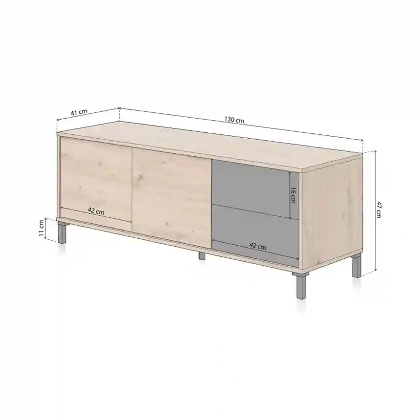 Mueble tv Alina 47x130x41 cm gris antracita y roble nodi 2 Mueble tv alina 003