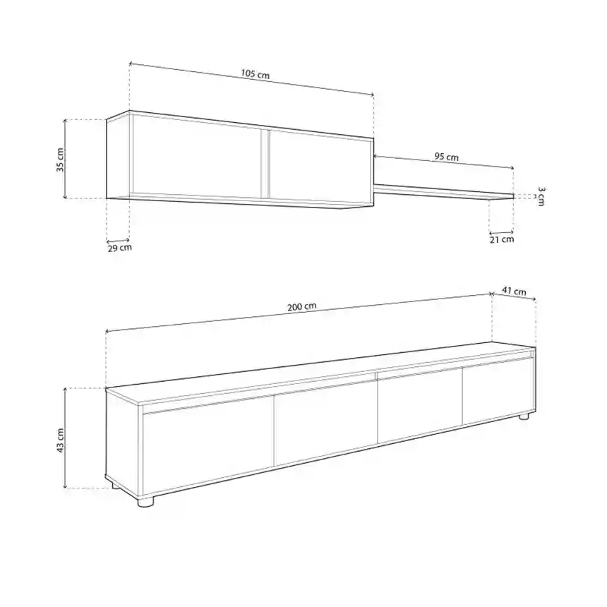 Mueble salón Acro 200x43x41 cm roble canadian/blanco artik 3 MuebleTV Acro roble canadian 004