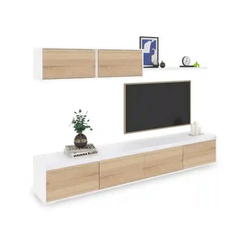 Mueble salón Acro 200x43x41 cm roble canadian/blanco artik 2 MuebleTV Acro roble canadian 005