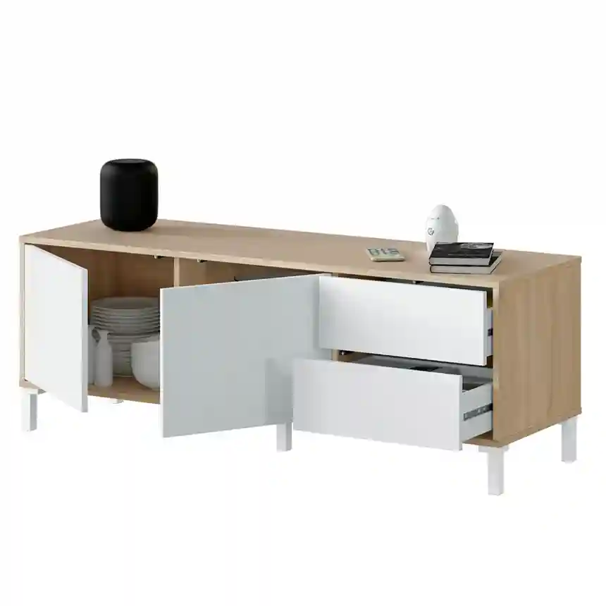 Mueble tv Urban 45x130x41 roble canadian / blanco artik 1 Muebles para tv urban 002