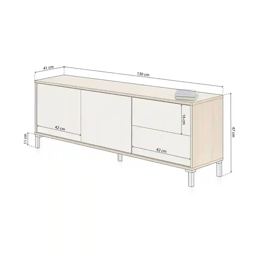 Mueble tv Urban 45x130x41 roble canadian / blanco artik 2 Muebles para tv urban 003