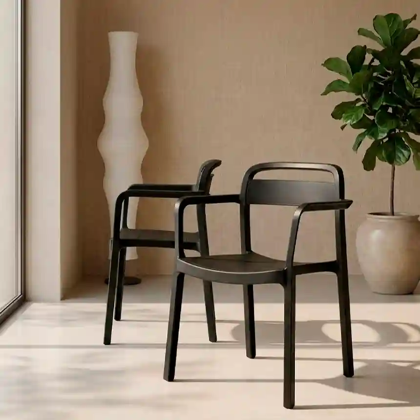 Silla June de Jardín con Brazos color negro 4 Silla June negra 002