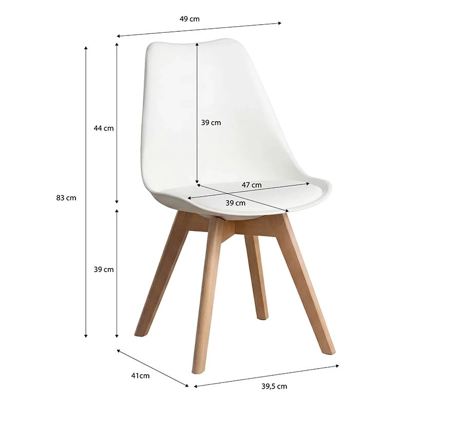 Pack 4 sillas de comedor en blanco 83x39,5 cm Bench 2 Silla comedor Bench blanco 001