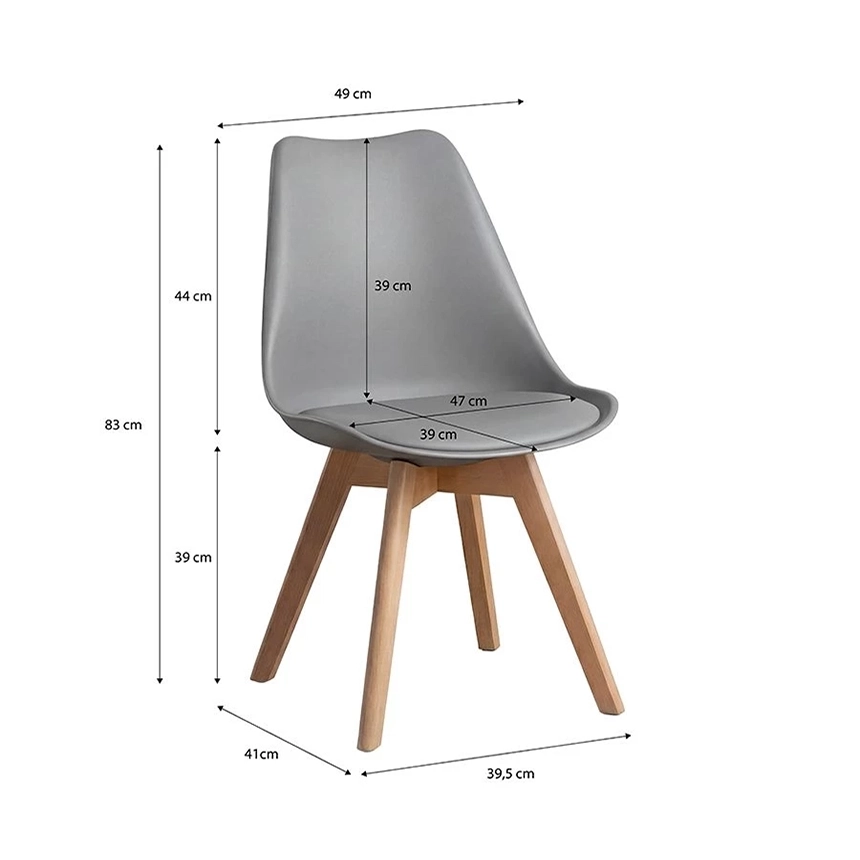Pack 4 sillas de comedor en gris 83x39,5 cm Bench 3 Silla comedor Bench gris 001