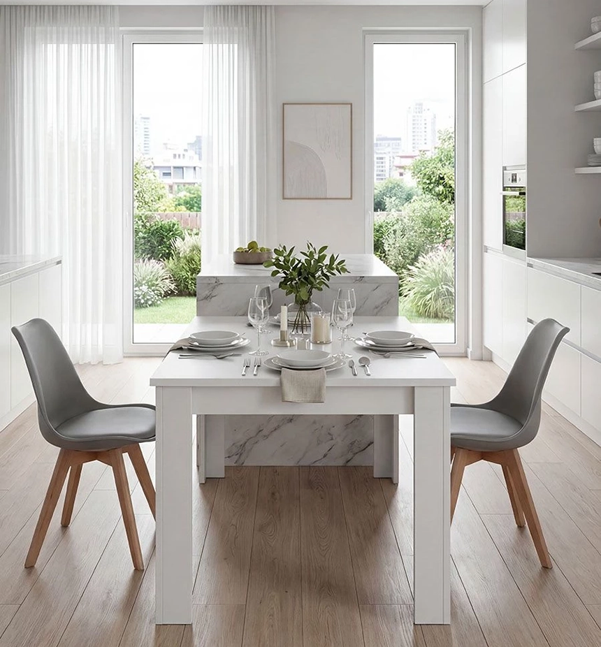 Pack 4 sillas de comedor en gris 83x39,5 cm Bench 2 Silla comedor Bench gris 002