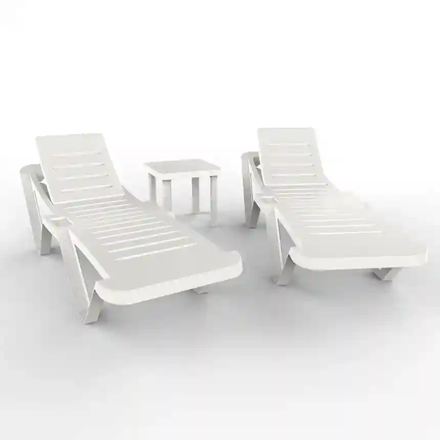 Conjunto Master 2 tumbonas y mesa color blanco 6 Tumbona master blanco 001