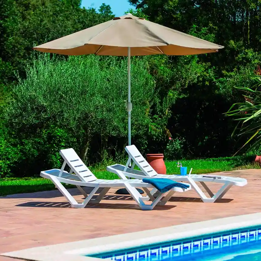 Conjunto Master 2 tumbonas y mesa color blanco 5 Tumbona master blanco 003