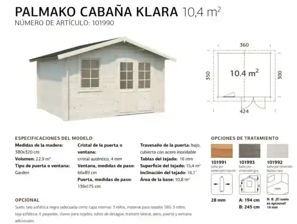 Caseta para Jardín de Madera Klara 10.4 mts2 4 caseta-para-jardin-de-madera-klara-10.4-m2 palmako